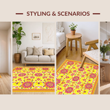 Ultra Soft Area Rug, Non Slip, Stain Resistant, Washable Area Rugs for Living Room, Bedroom, Bright Earthy Mandala Aesthetic(Yellow)