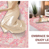 Ultra Soft Area Rug, Non Slip, Stain Resistant, Washable Area Rugs for Living Room, Bedroom, Stylish Distressed Decorative Pattern(Pink)
