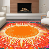 Ultra Soft Area Rug, Non Slip, Stain Resistant, Washable Area Rugs for Living Room, Bedroom, Playful Soft Round Sun Pattern(Orange)