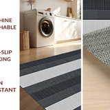 Ultra Soft Area Rug, Non Slip, Stain Resistant, Washable Area Rugs for Living Room, Bedroom, Sophisticated Monochrome Geometry(Black)