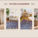 Ultra Soft Area Rug, Non Slip, Stain Resistant, Washable Area Rugs for Living Room, Bedroom, Eclectic Floral Blue Aesthetic(Blue)
