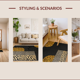 Ultra Soft Area Rug, Non Slip, Stain Resistant, Washable Area Rugs for Living Room, Bedroom, Chic Earthy Toned Leopard Design(Black)