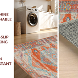 Ultra Soft Area Rug, Non Slip, Stain Resistant, Washable Area Rugs for Living Room, Bedroom, Bold Striped Design with Cozy Vibes(Orange)