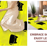 Ultra Soft Area Rug, Non Slip, Stain Resistant, Washable Area Rugs for Living Room, Bedroom, Lively Abstract Feline Composition(Yellow)