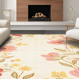 Ultra Soft Area Rug, Non Slip, Stain Resistant, Washable Area Rugs for Living Room, Bedroom, Contemporary Subtle Bloom Patterns(Beige)