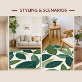 Ultra Soft Area Rug, Non Slip, Stain Resistant, Washable Area Rugs for Living Room, Bedroom, Elegant Leaf Motif Aesthetic(Green)