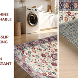 Ultra Soft Area Rug, Non Slip, Stain Resistant, Washable Area Rugs for Living Room, Bedroom, Artful Muted Floral Composition(Beige)