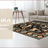 Ultra Soft Area Rug, Non Slip, Stain Resistant, Washable Area Rugs for Living Room, Bedroom, Artful Nature-Inspired Butterfly Motif(Black)