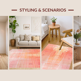 Ultra Soft Area Rug, Non Slip, Stain Resistant, Washable Area Rugs for Living Room, Bedroom, Sunrise Blush Rug: Modern Ombre, Geometric Elegance(Orange)