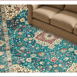Ultra Soft Area Rug, Non Slip, Stain Resistant, Washable Area Rugs for Living Room, Bedroom, Chic Dark Green Ogee Pattern(Blue)