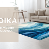 Ultra Soft Area Rug, Non Slip, Stain Resistant, Washable Area Rugs for Living Room, Bedroom, Ombre Stripes, Blue White Patterned, Fluid Art(Blue)