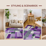 Ultra Soft Area Rug, Non Slip, Stain Resistant, Washable Area Rugs for Living Room, Bedroom, Stylish Lattice Patterned Elegance(Purple)