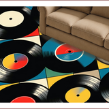 Ultra Soft Area Rug, Non Slip, Stain Resistant, Washable Area Rugs for Living Room, Bedroom, Retro Artistic Vinyl Record Design(Black)