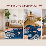 Ultra Soft Area Rug, Non Slip, Stain Resistant, Washable Area Rugs for Living Room, Bedroom, Cozy Earthy Lattice Inspiration(Blue)
