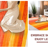 Ultra Soft Area Rug, Non Slip, Stain Resistant, Washable Area Rugs for Living Room, Bedroom, Cozy Textured Symmetrical Elements(Orange)