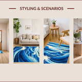 Ultra Soft Area Rug, Non Slip, Stain Resistant, Washable Area Rugs for Living Room, Bedroom, Serene Blue Tidal Pattern(Blue)