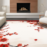 Ultra Soft Area Rug, Non Slip, Stain Resistant, Washable Area Rugs for Living Room, Bedroom, Colorful Japanese Nature Inspired Theme(Red)
