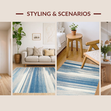 Ultra Soft Area Rug, Non Slip, Stain Resistant, Washable Area Rugs for Living Room, Bedroom, Contemporary Striped Rug: Modern Grey & Blue Aisle Runner Design(Blue)