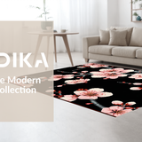 Ultra Soft Area Rug, Non Slip, Stain Resistant, Washable Area Rugs for Living Room, Bedroom, Chic Japanese-Inspired Nature Motif(Pink)