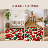Ultra Soft Area Rug, Non Slip, Stain Resistant, Washable Area Rugs for Living Room, Bedroom, Eclectic Fruit Themed Visual Style(Red)