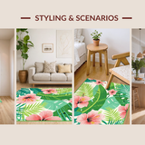 Ultra Soft Area Rug, Non Slip, Stain Resistant, Washable Area Rugs for Living Room, Bedroom, Serene Botanical Dreamscape Style(Pink)