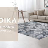 Ultra Soft Area Rug, Non Slip, Stain Resistant, Washable Area Rugs for Living Room, Bedroom, Sleek Grey Geometric Motif(Gray)