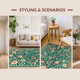 Ultra Soft Area Rug, Non Slip, Stain Resistant, Washable Area Rugs for Living Room, Bedroom, Serene Retro Trellis Motif(Green)