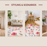 Ultra Soft Area Rug, Non Slip, Stain Resistant, Washable Area Rugs for Living Room, Bedroom, Blush Pink Boho Nursery Foldable Machine Washable Rug(White)