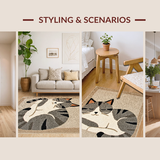 Ultra Soft Area Rug, Non Slip, Stain Resistant, Washable Area Rugs for Living Room, Bedroom, Charming Whimsical Tabby Design(Beige)