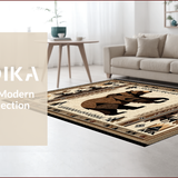 Ultra Soft Area Rug, Non Slip, Stain Resistant, Washable Area Rugs for Living Room, Bedroom, Rustic Wildlife Bear Motif(Brown)