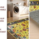 Ultra Soft Area Rug, Non Slip, Stain Resistant, Washable Area Rugs for Living Room, Bedroom, Charming Nature-Inspired Floral Art(Yellow)