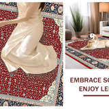 Ultra Soft Area Rug, Non Slip, Stain Resistant, Washable Area Rugs for Living Room, Bedroom, Timeless Cozy Damask Aesthetic(Red)