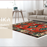 Ultra Soft Area Rug, Non Slip, Stain Resistant, Washable Area Rugs for Living Room, Bedroom, Southwest Aesthetic Bedroom Area Rug with Rubber Backing(Red)