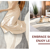 Ultra Soft Area Rug, Non Slip, Stain Resistant, Washable Area Rugs for Living Room, Bedroom, Artful Contemporary Linear Design(Beige)
