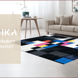 Ultra Soft Area Rug, Non Slip, Stain Resistant, Washable Area Rugs for Living Room, Bedroom, Sleek Abstract Linear Motif(Black)