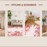 Ultra Soft Area Rug, Non Slip, Stain Resistant, Washable Area Rugs for Living Room, Bedroom, Soft Pastel Floral Living Room Washable Carpet(Pink)
