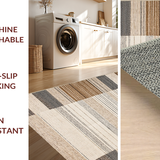 Ultra Soft Area Rug, Non Slip, Stain Resistant, Washable Area Rugs for Living Room, Bedroom, Chic Layered Design with Fringe(Beige)