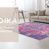 Ultra Soft Area Rug, Non Slip, Stain Resistant, Washable Area Rugs for Living Room, Bedroom, Elegant Retro Abstract Design(Pink)