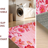Ultra Soft Area Rug, Non Slip, Stain Resistant, Washable Area Rugs for Living Room, Bedroom, Stylish Abstract Floral Celebration(Pink)
