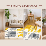 Ultra Soft Area Rug, Non Slip, Stain Resistant, Washable Area Rugs for Living Room, Bedroom, Colorful Cartoonish Wildlife Pattern(Yellow)