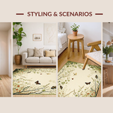 Ultra Soft Area Rug, Non Slip, Stain Resistant, Washable Area Rugs for Living Room, Bedroom, Chic Abstract Insect Imagery(Beige)
