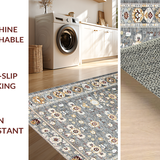 Ultra Soft Area Rug, Non Slip, Stain Resistant, Washable Area Rugs for Living Room, Bedroom, Elegant Warm Toned Trellis Style(Gray)