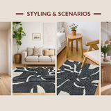 Ultra Soft Area Rug, Non Slip, Stain Resistant, Washable Area Rugs for Living Room, Bedroom, Black Bow Rug:  Boho Chic Aesthetic Decor(Black)