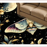 Ultra Soft Area Rug, Non Slip, Stain Resistant, Washable Area Rugs for Living Room, Bedroom, Celestial Vintage Floral Elegance(Gold)