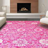 Ultra Soft Area Rug, Non Slip, Stain Resistant, Washable Area Rugs for Living Room, Bedroom, Whimsical Round Blossom Design(Pink)