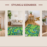 Ultra Soft Area Rug, Non Slip, Stain Resistant, Washable Area Rugs for Living Room, Bedroom, Race Track Play Mat(Green)