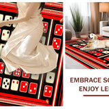 Ultra Soft Area Rug, Non Slip, Stain Resistant, Washable Area Rugs for Living Room, Bedroom, Stylish Minimalist Dice Design(Red)