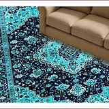 Ultra Soft Area Rug, Non Slip, Stain Resistant, Washable Area Rugs for Living Room, Bedroom, Rustic Teal and Navy Lattice(Blue)