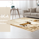 Ultra Soft Area Rug, Non Slip, Stain Resistant, Washable Area Rugs for Living Room, Bedroom, Chic Naturalist Sika Print(Beige)
