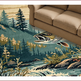 Ultra Soft Area Rug, Non Slip, Stain Resistant, Washable Area Rugs for Living Room, Bedroom, Vibrant Wildlife Scene with Bass(Brown)
